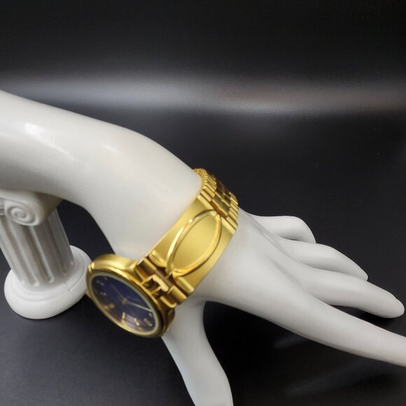 Phillip Wells Watch Gold Band Cobalt Face New Battery Elegant - Picture 5 of 9